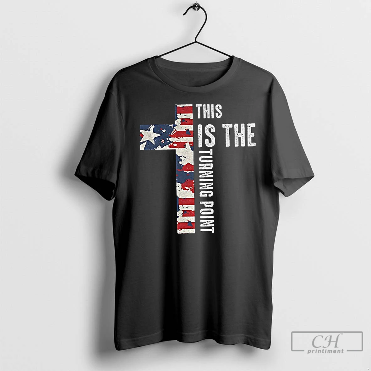 Classic Charlie Kirk This Is The Turning Point Cross Christian Usa Flag T Shirt
