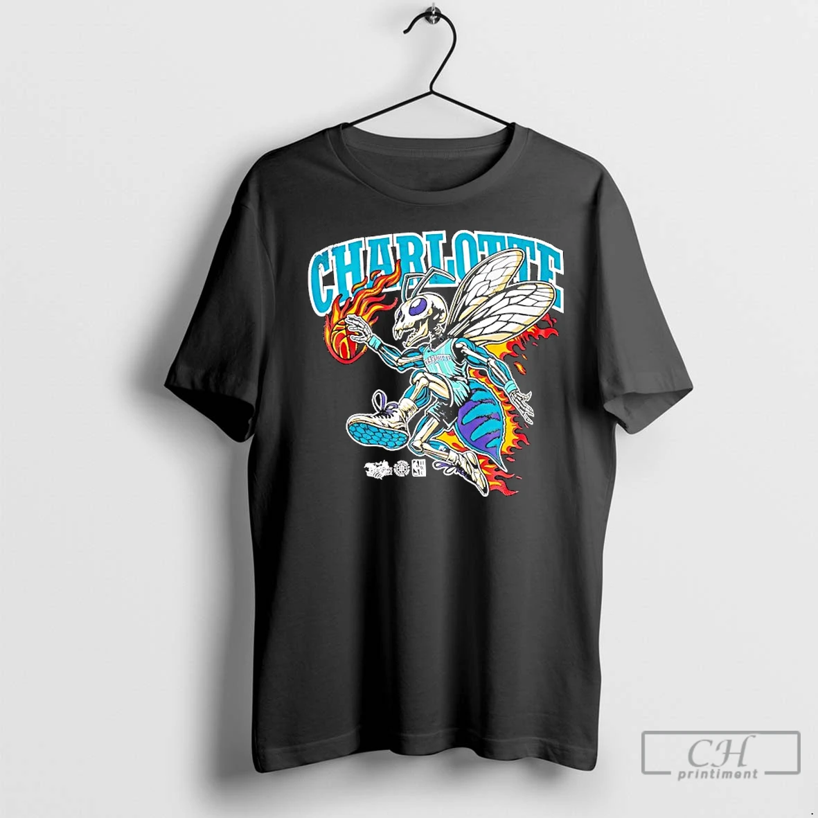 Classic Charlotte Hornets On Fire T Shirt