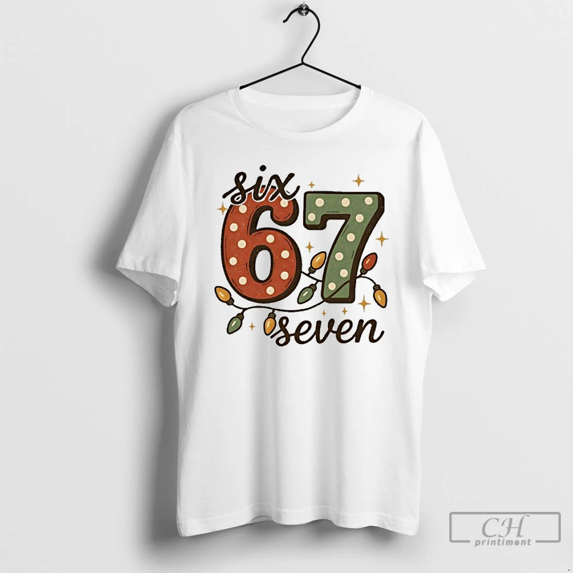 Classic Christmas Lights Six Seven Funny 67 Meme Festive Vintage T Shirts Hoodie