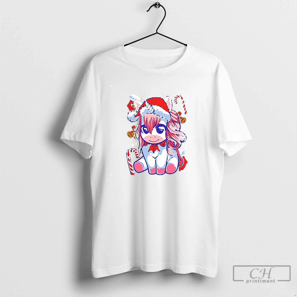 Classic Cute Unicorn Candy Cane Christmas T Shirts Hoodie