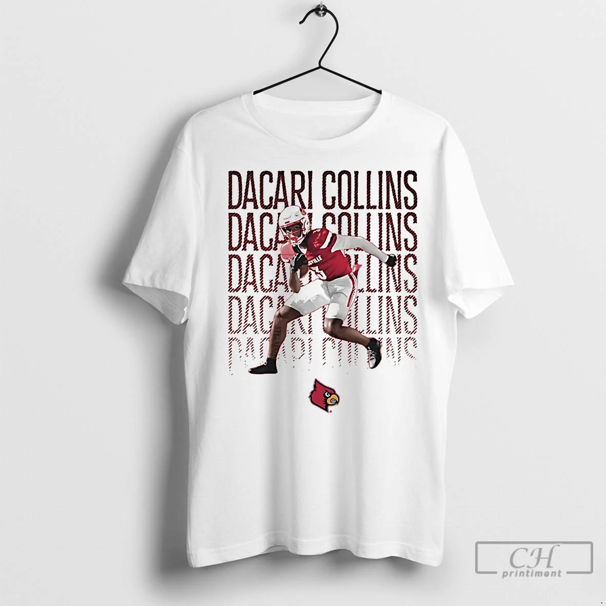 Classic Dacari Collins Illustrated Running Louisville Cardinals T Shirt