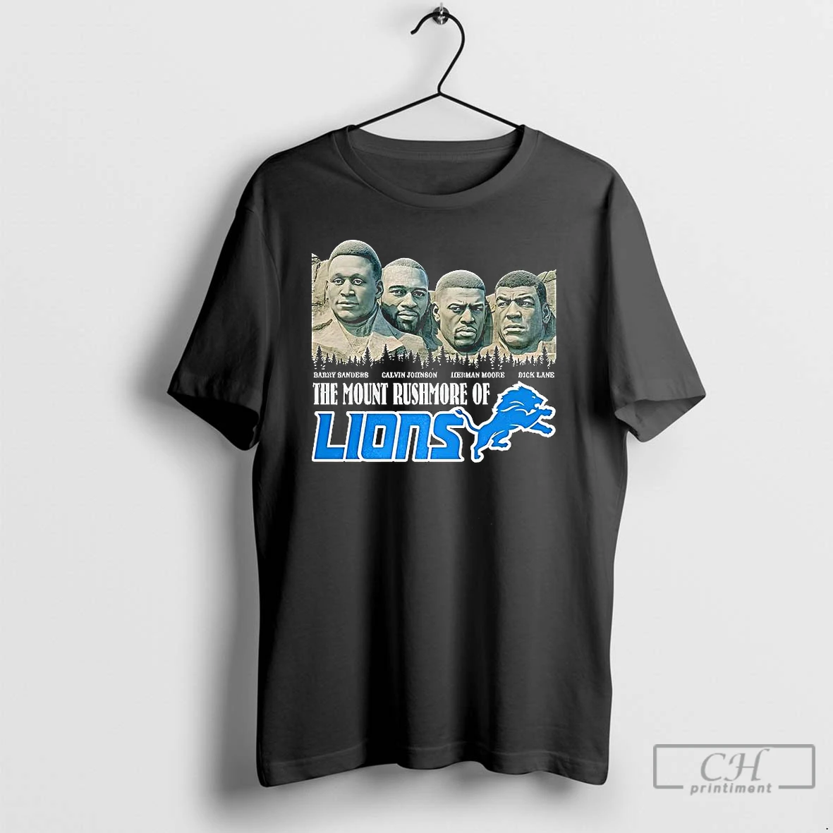 Classic Detroit Lions Mount Rushmore Barry Sanders Calvin Johnson Herman Moore Dick Lane T Shirts Hoodie Longsleeve