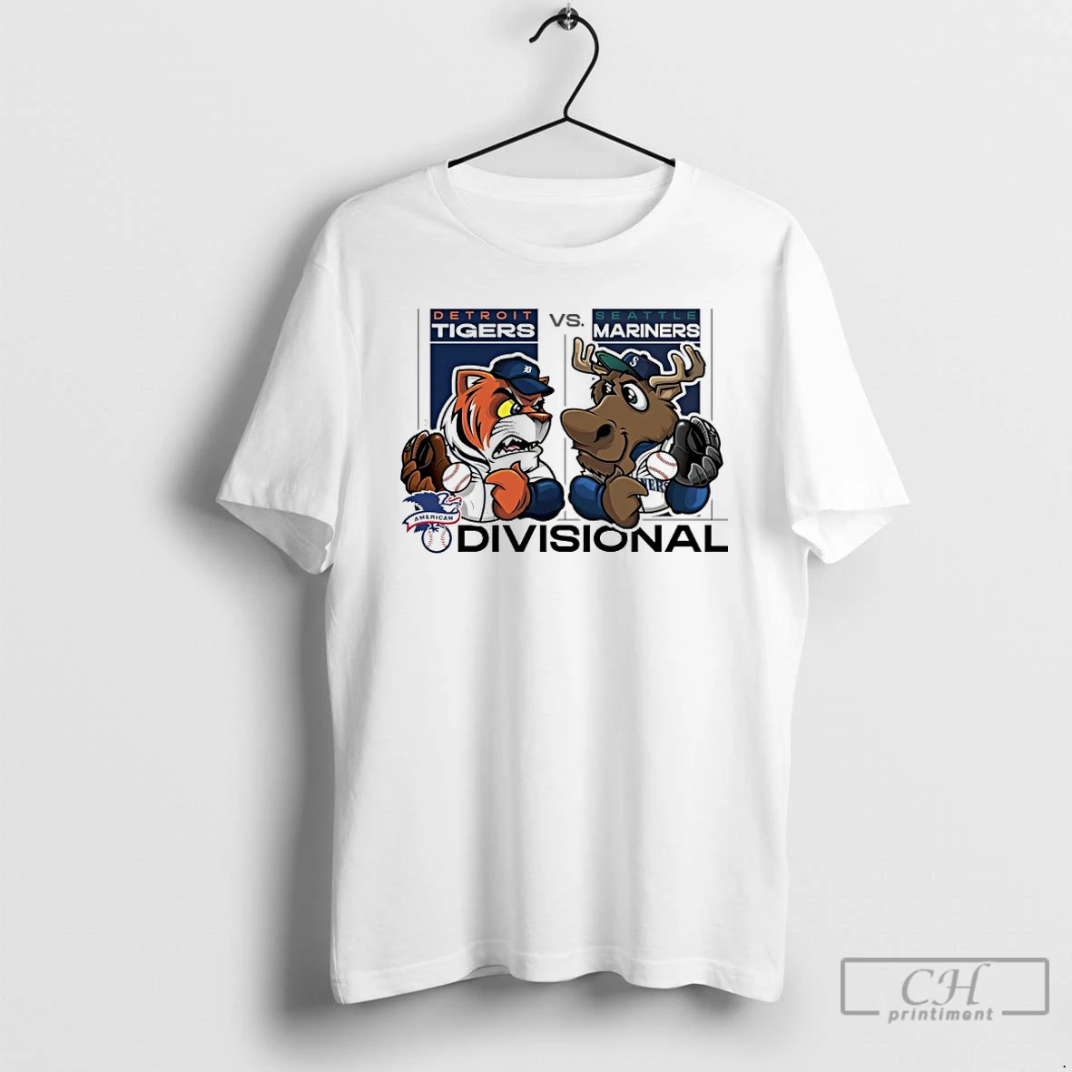 Classic Detroit Tigers Vs Seattle Mariners 2025 Al Divisional Series Mascot T Shirts Hoodie Longsleeve