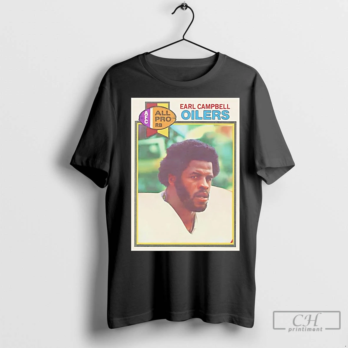 Classic Earl Campbell Trading Card Houston Oilers T Shirt