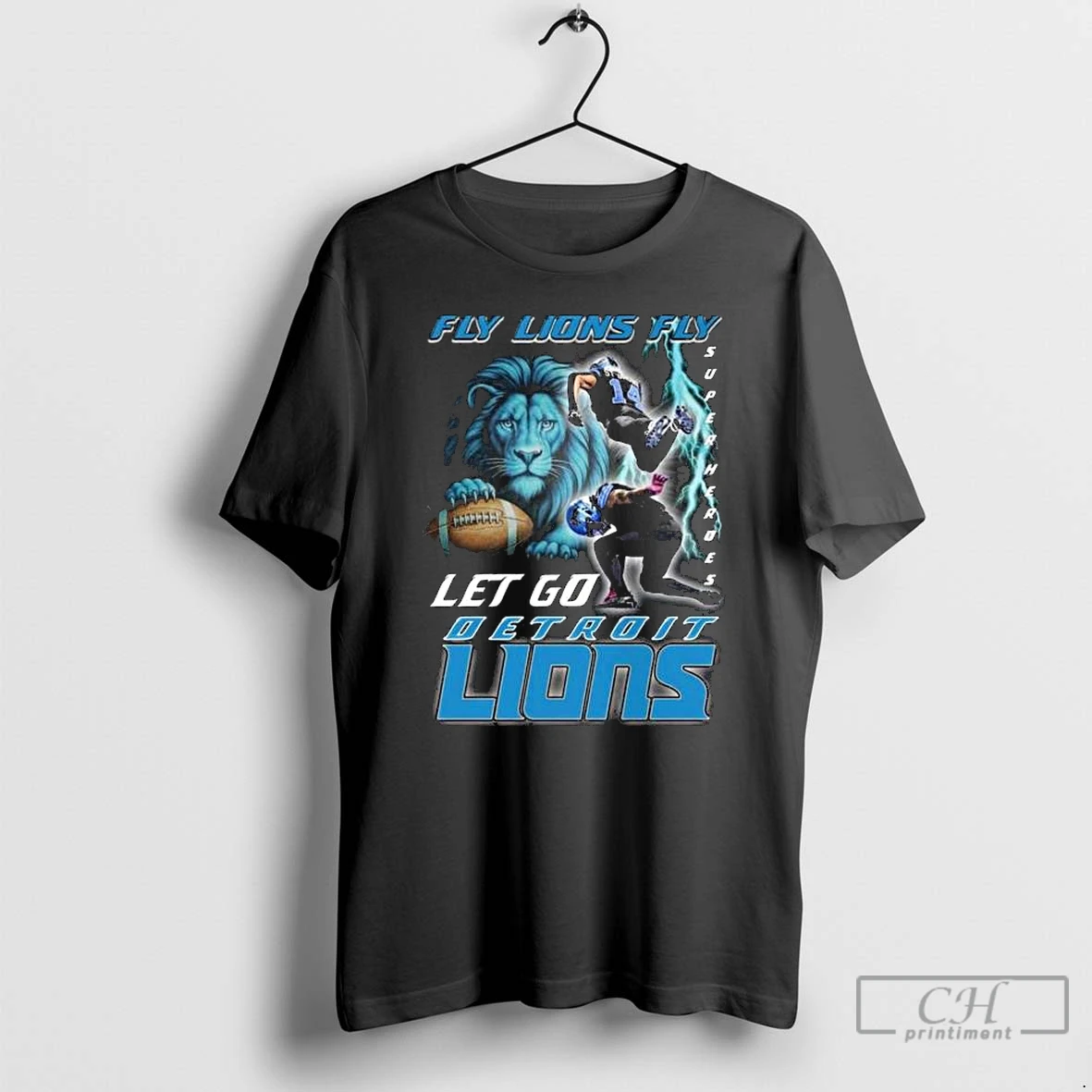 Classic Fly Lions Fly Super Heroes Let Go Detroit Lions 2025 Long Sleve T Shirts Hoodie