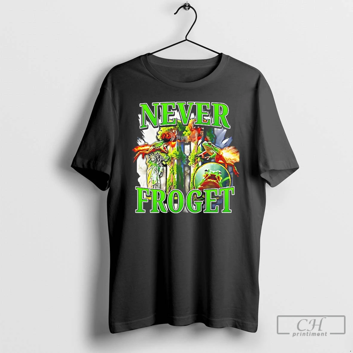 Classic Frog Statue Of Liberty Never Froget T Shirts Hoodie