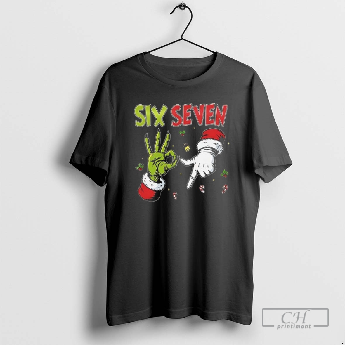 Classic Grinch And Santa Hands Six Seven Christmas 2025 Shirt Sweater Hoodie