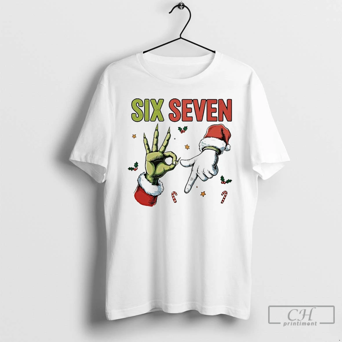 Classic Grinch Hand Six Seven 6 7 67 Meme Christmas Xmas T Shirts Hoodie