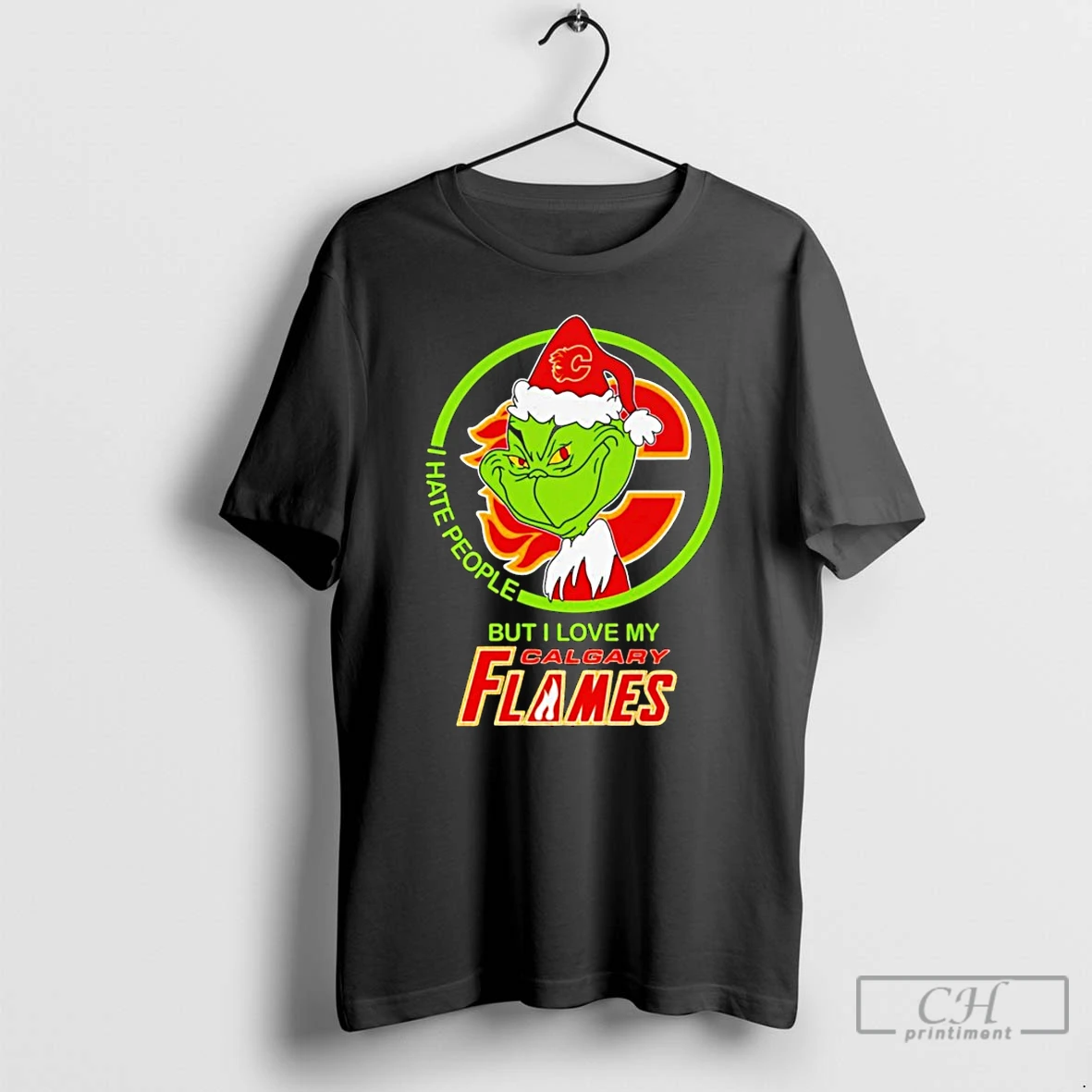 Classic Grinch I Hate People But I Love My Calgary Flames T Shirts Hoodie