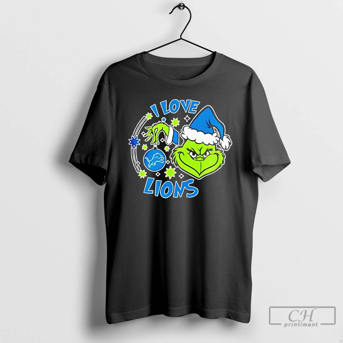 Classic Grinch I Love Detroit Lions They Hate Us Because They Aint Us 2 Sided T Shirts Hoodie