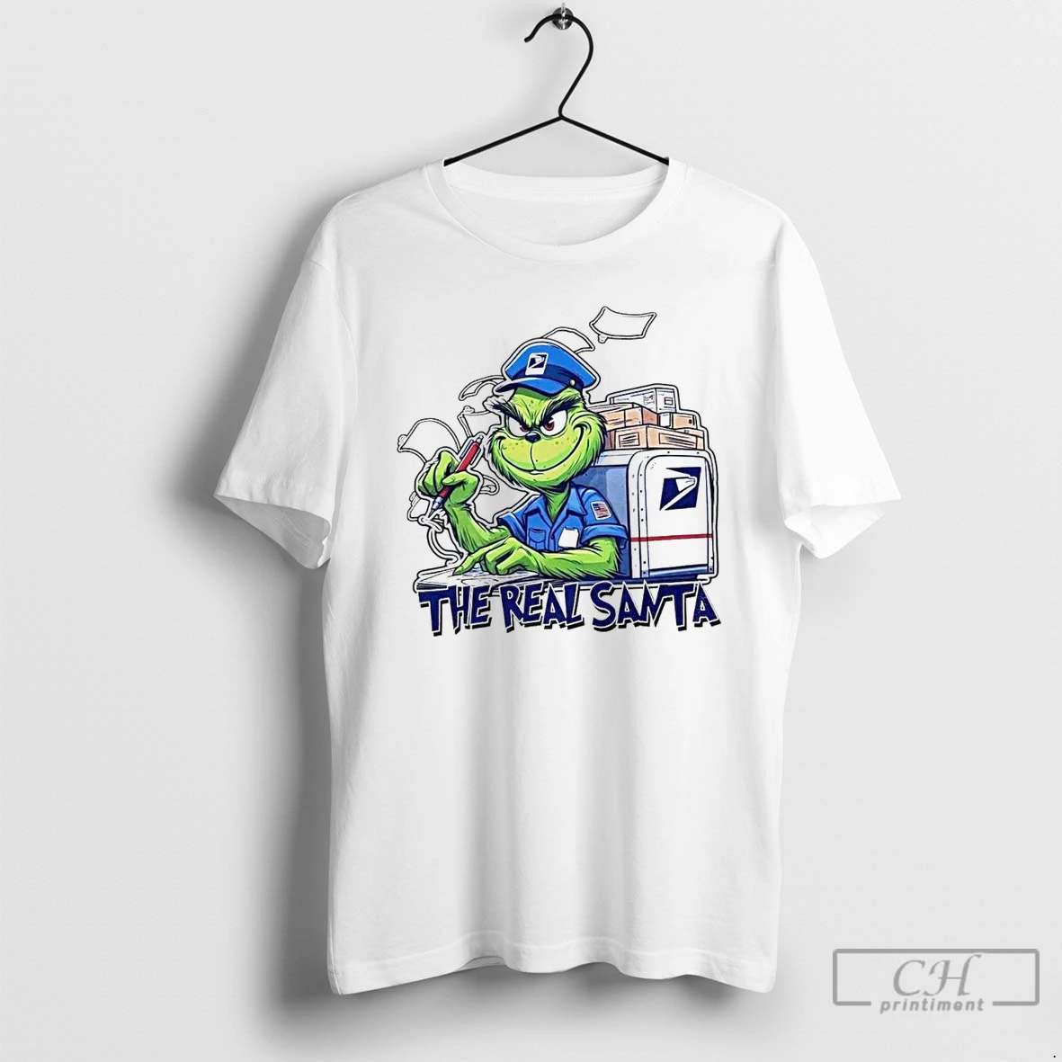 Classic Grinch Usps The Real Santa White T Shirts Hoodie