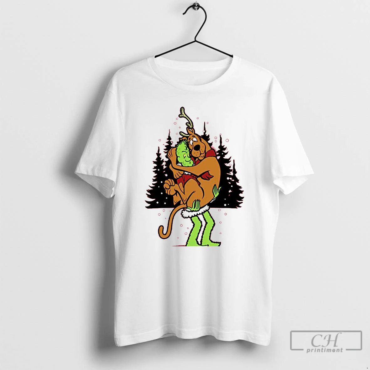 Classic Grinch And Scooby Doo Shaggy Grinch Funny Christmas White T Shirts Hoodie