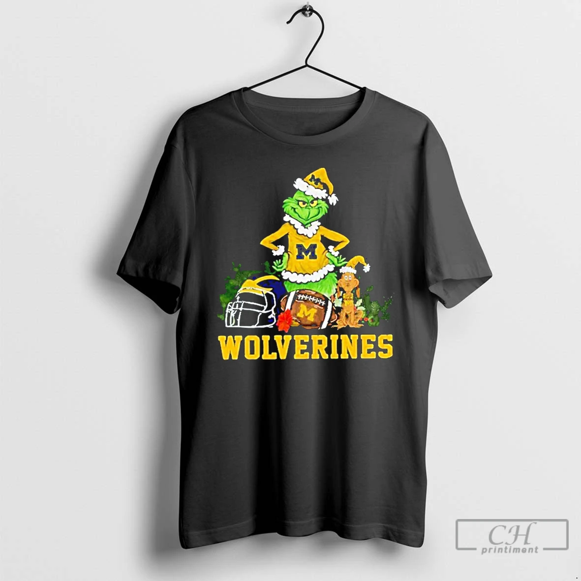 Classic Grinch And Dog Michigan Wolverines Football T Shirts Hoodie