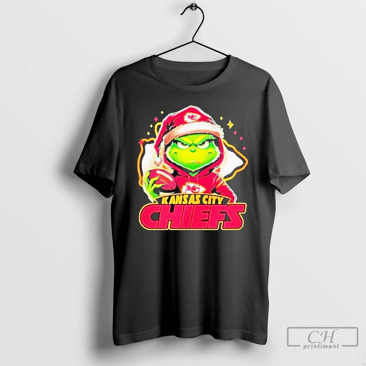 Classic Grinch Hat Santa Kansas City Chiefs Merry Christmas T Shirts Hoodie