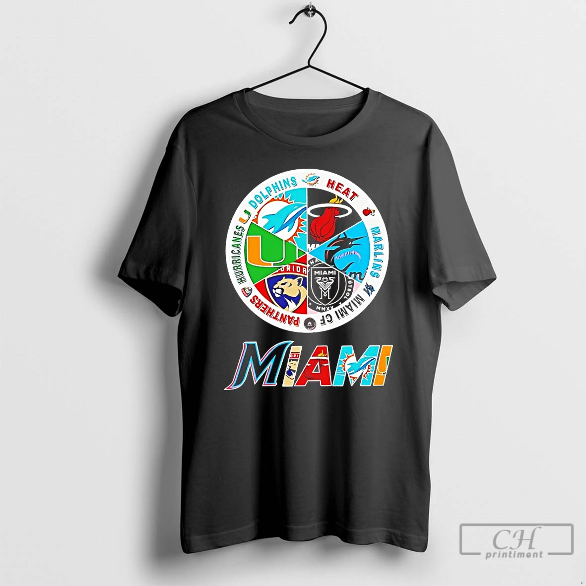 Classic Heat Dolphins Marlins Panthers Hurricanes Miami Cf Miami Team Sport Logo T Shirts Hoodie