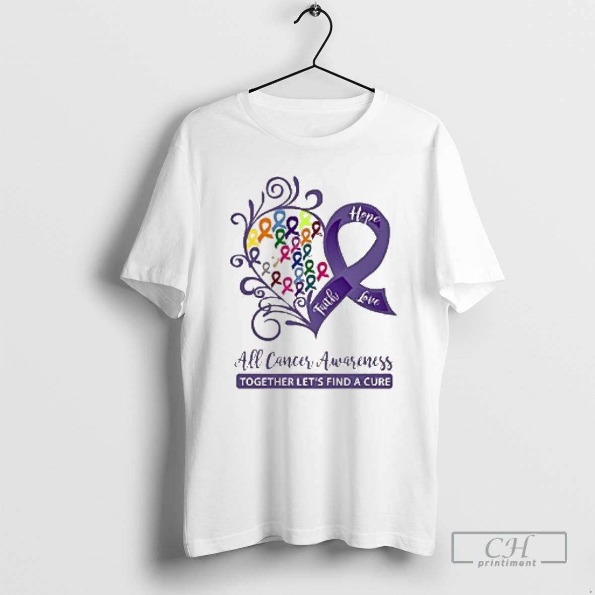 Classic Hope Faith Love All Cancer Awareness Together Lets Find A Cure 2025 Shirt Sweater Hoodie