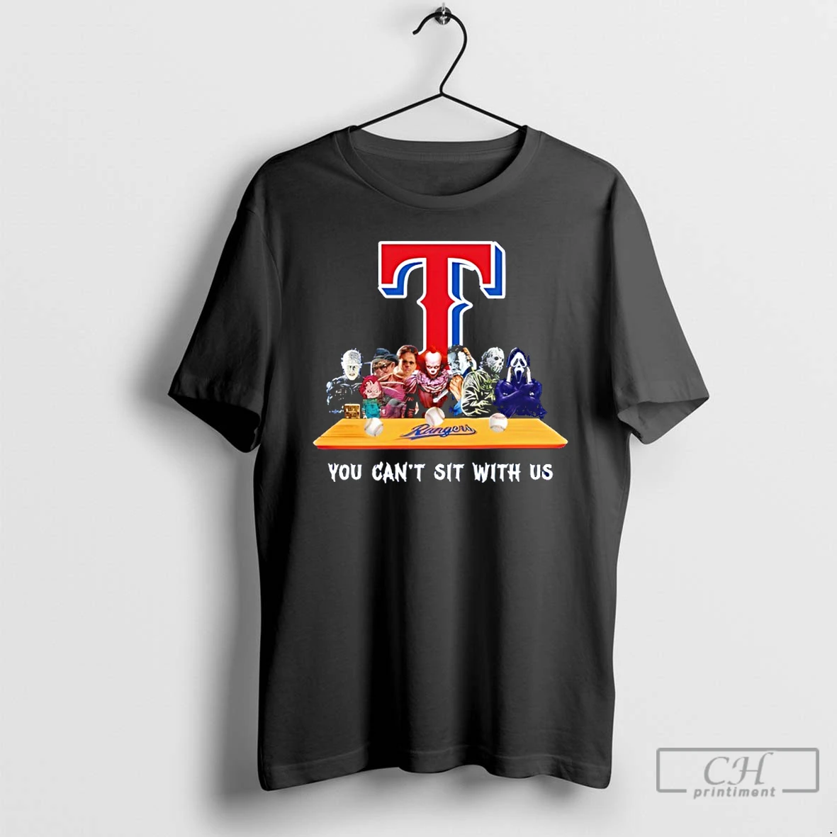 Classic Horror Movie Characters You Cant Sit With Us Texas Rangers Halloween T Shirts Hoodie