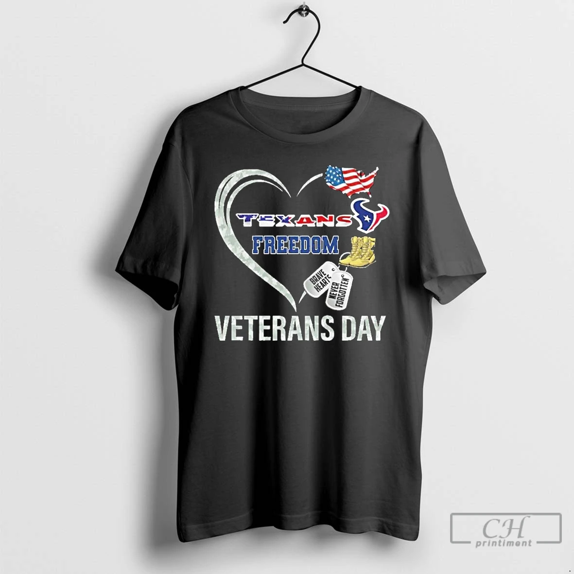 Classic Houston Texans Freedom Veterans Day T Shirts Hoodie