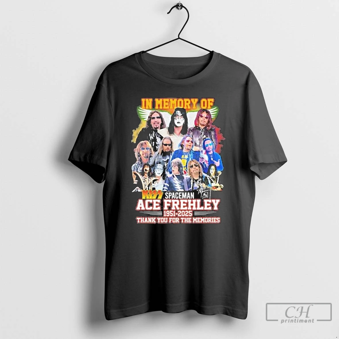 Classic In Memory Of Spaceman Ace Frehley 1951 2025 Thank You For The Memories Signature Long Sleve T Shirts Hoodie