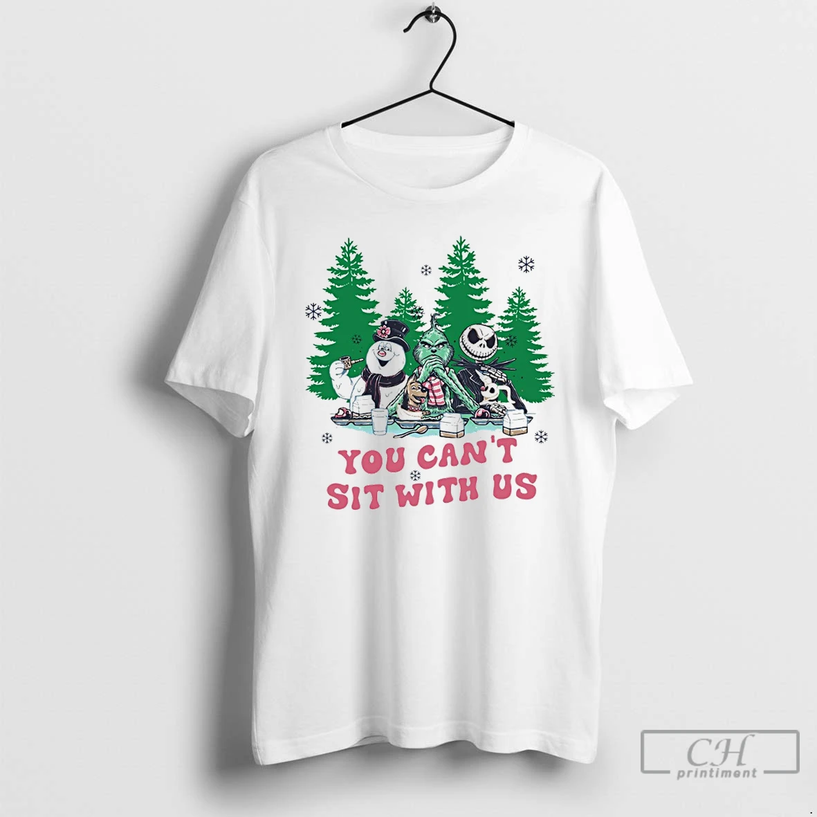 Classic Jack Frost The Grinch Jack Skellington You Cant Sit With Us Christmas White T Shirts Hoodie
