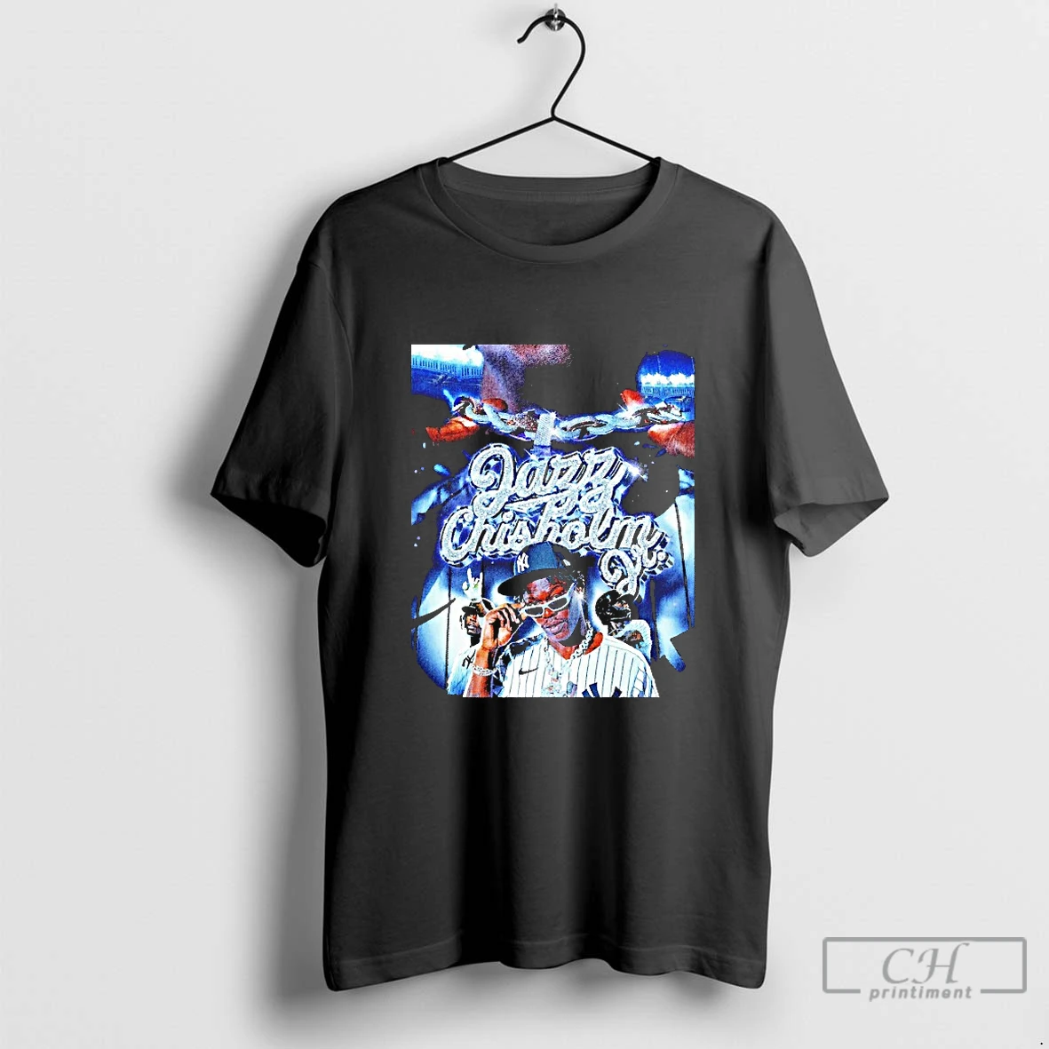Classic Jazz Chisholm Jr New York Yankees Player Diamond Chain Blackshirt T Shirts Hoodie