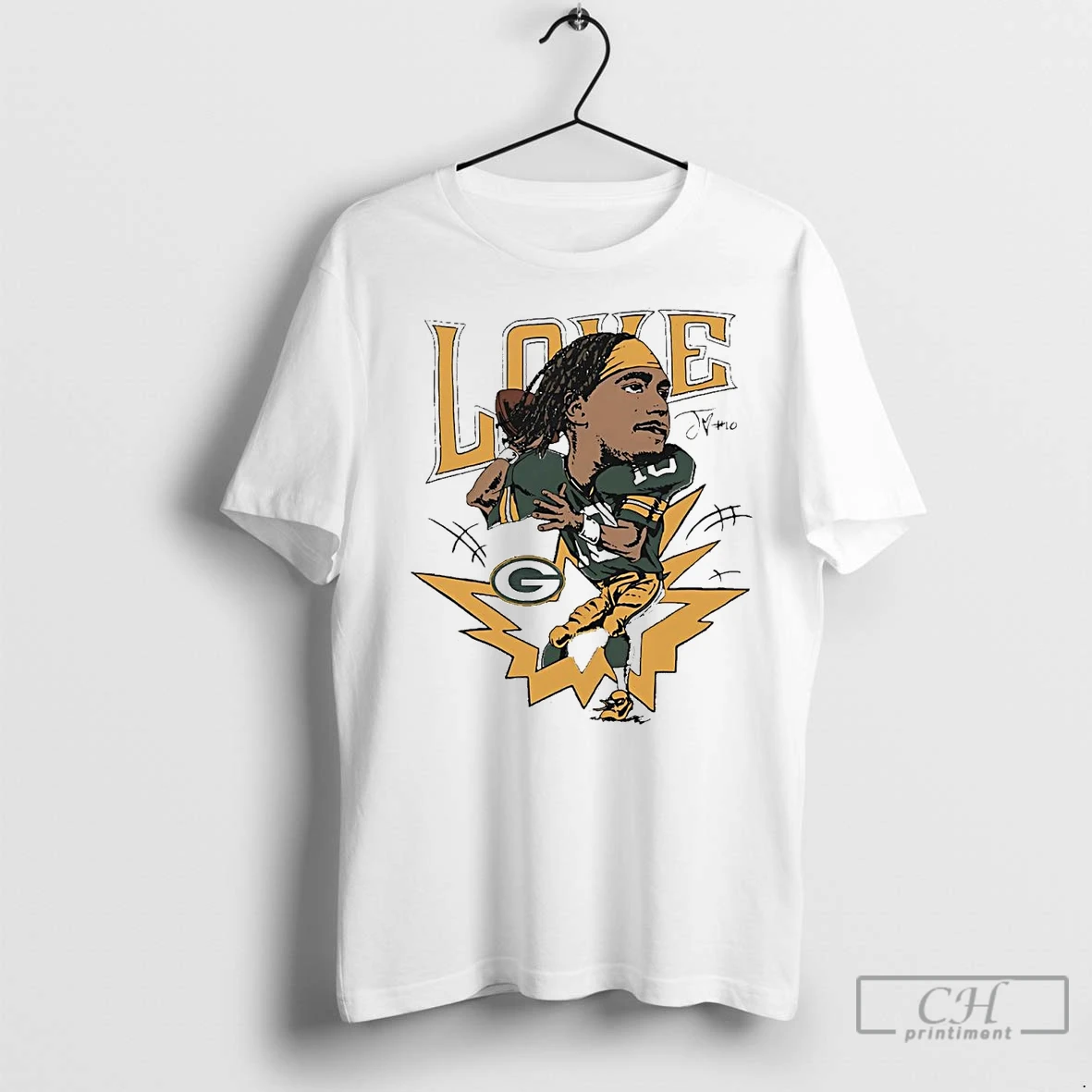 Classic Jordan Love Pitching Caricature Packers T Shirt