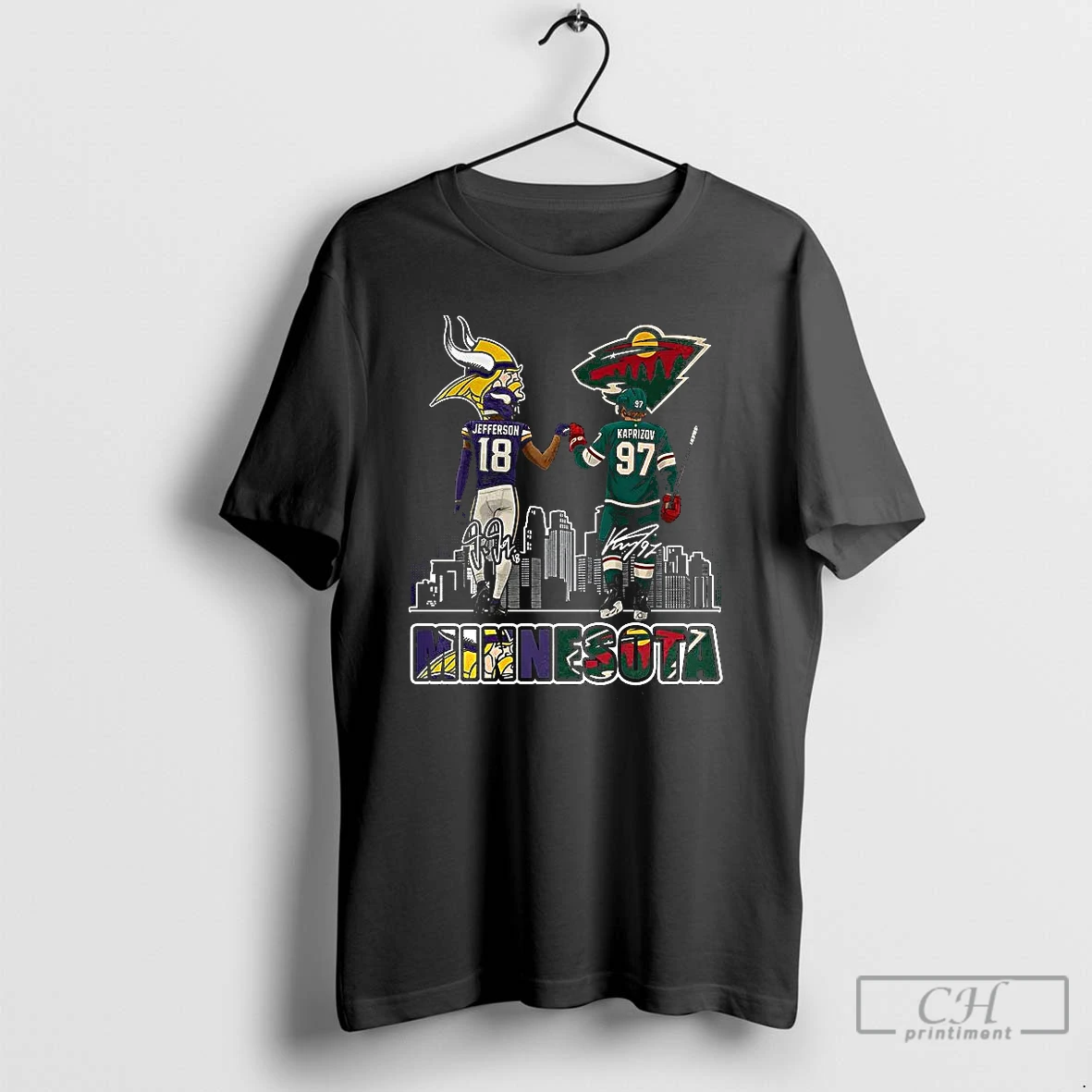 Classic Justin Jefferson Minnesota Vikings Touch Hand Kirill Kaprizov Minnesota Wild T Shirts Hoodie