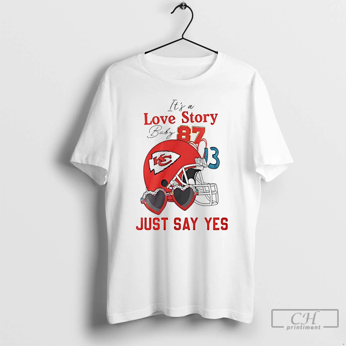 Classic Kansas City Chiefs Its A Love Story Baby Just Say Yes Helmet T Shirts Hoodie