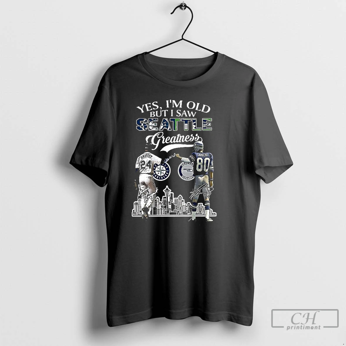 Classic Ken Griffey Jr And Steve Largent Yes Im Old But I Saw Seattle Seahawks Greatness Signature T Shirts Hoodie