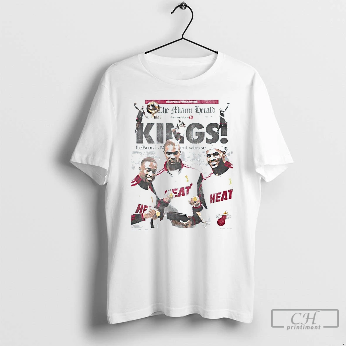 Classic Lebron James Miami Heat Kings Nba Special Finals Edition Mens White Tee T Shirts Hoodie