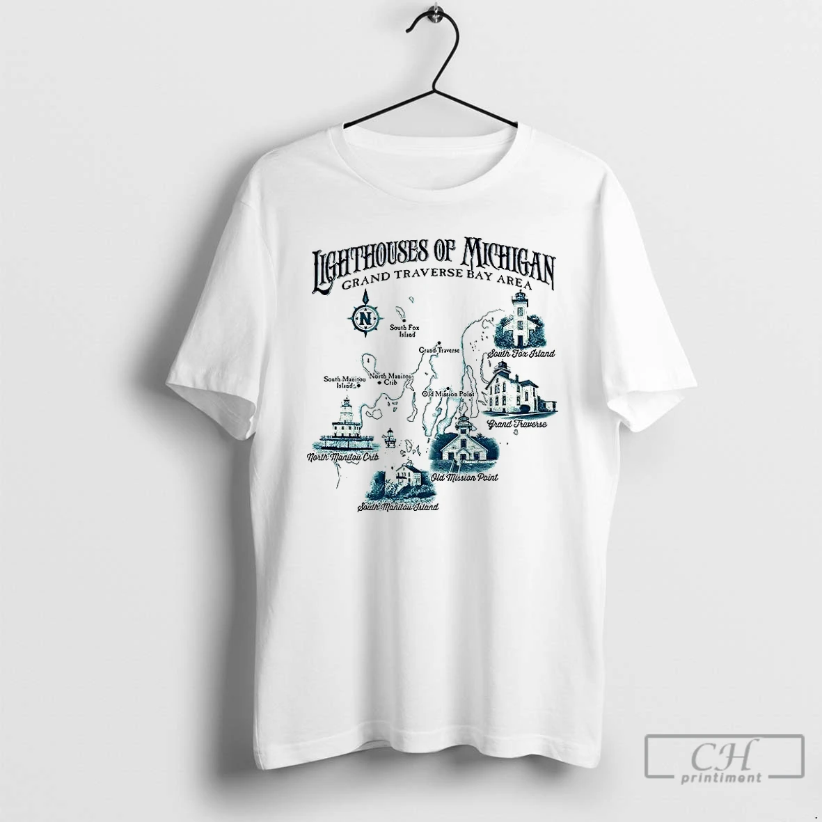 Classic Lighthouse Of Michigan Grand Traverse Bay Area T Shirts Hoodie 2