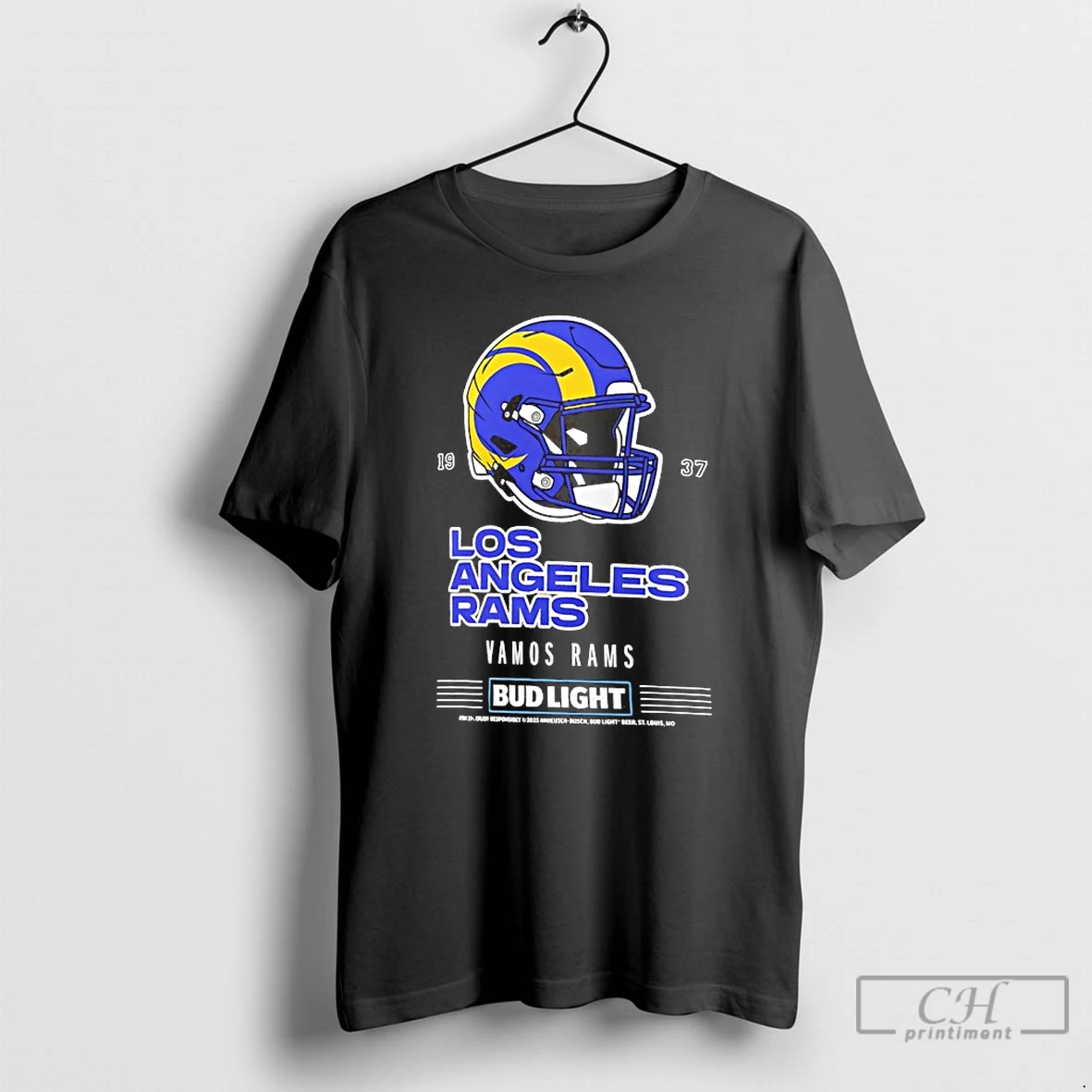 Classic Los Angeles Rams Bud Light 1937 Vamos Rams Football Helmet T Shirts Hoodie