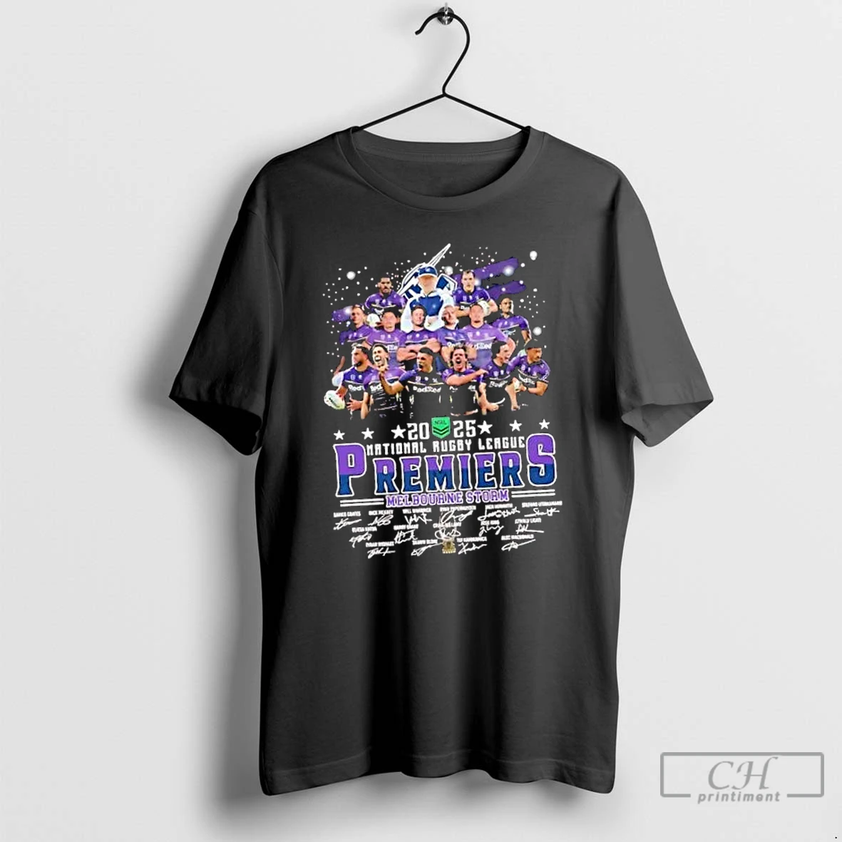 Classic Melbourne Storm 2025 National Rugby League Premiers Signatures T Shirts Hoodie Longsleeve