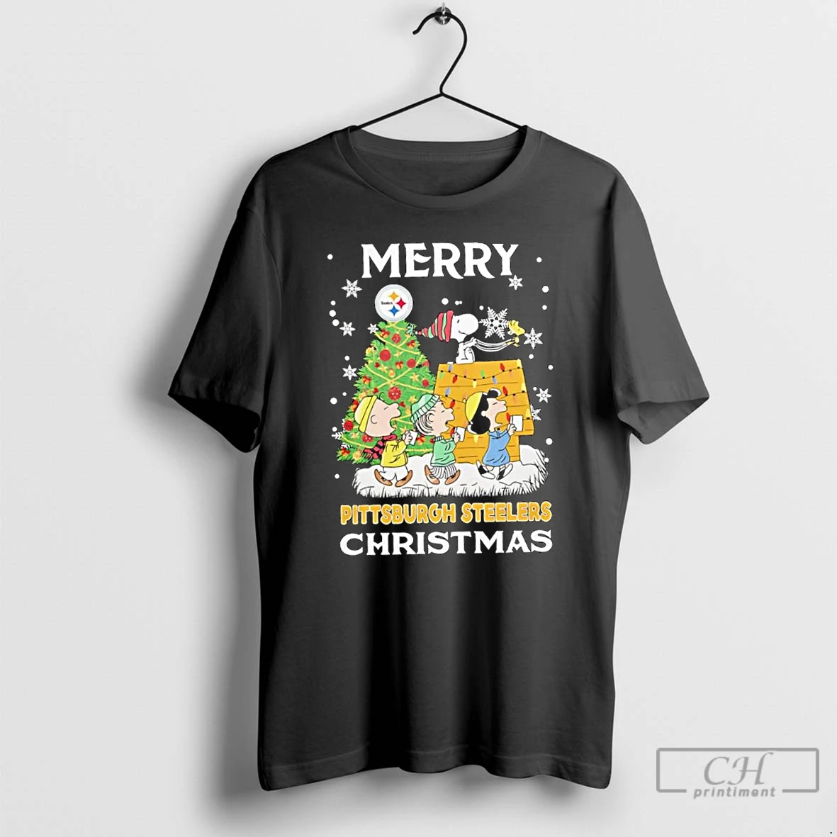 Classic Merry Pittsburgh Steelers Christmas With Peanuts Characters T Shirts Hoodie