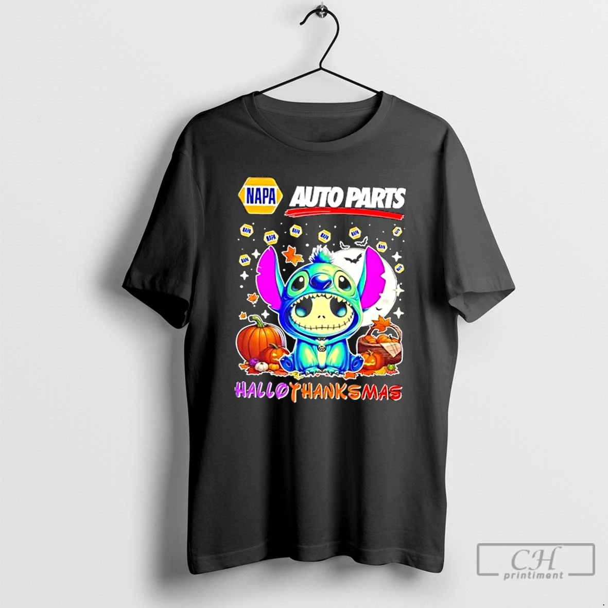 Classic Napa Auto Parts With Stitch Cosplay Jack Skellington Happy Hallothanksmas T Shirts Hoodie