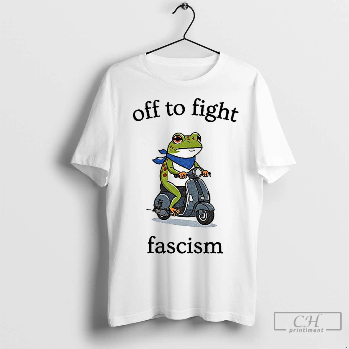 Classic Off To Fight Fascism Protest Portland Frog Scooter Abolish Ice T Shirt