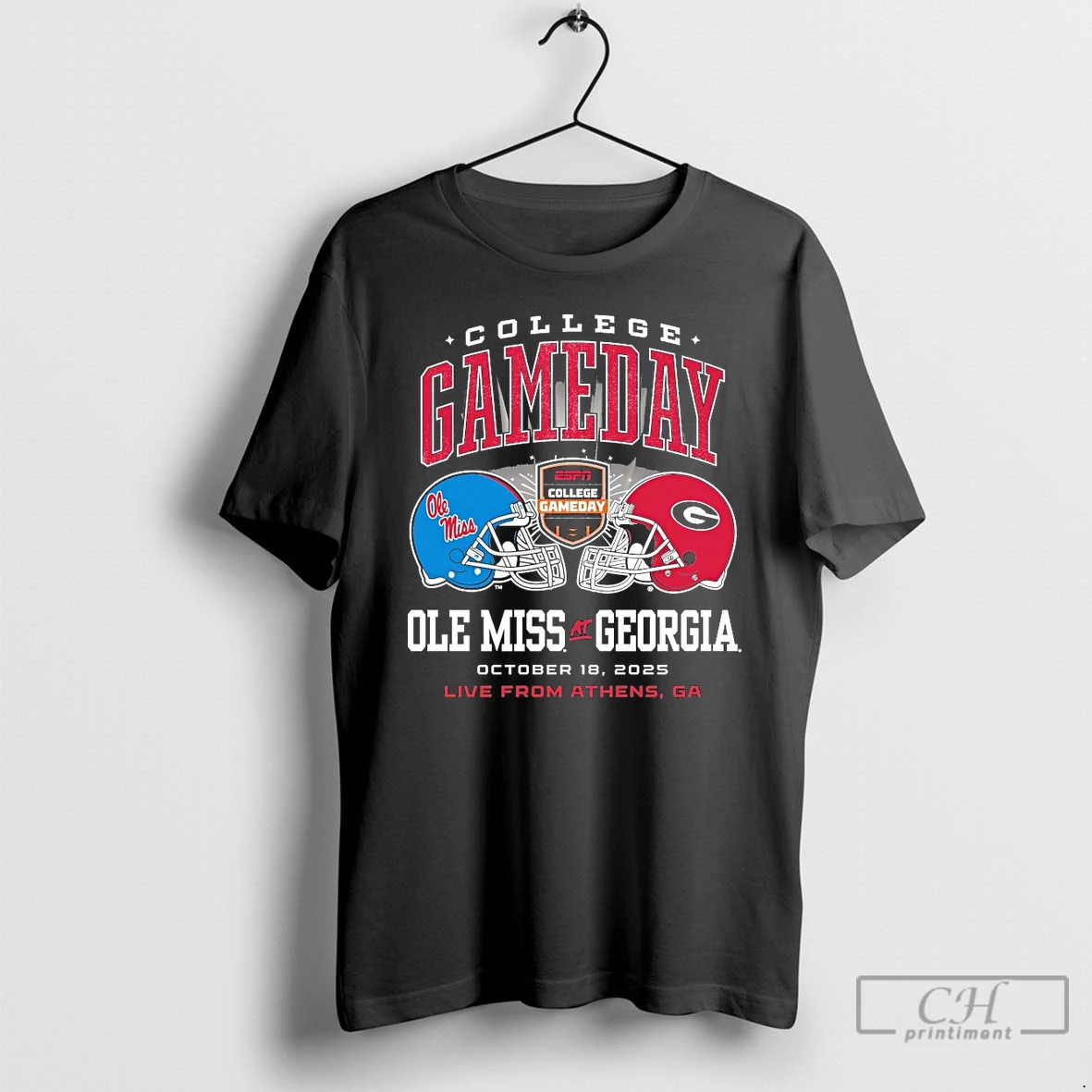 Classic Ole Miss Rebels Vs Georgia Bulldogs 2025 College Gameday Matchup Helmet Live From Athens Ga October 18 2025 T Shirts Hoodie