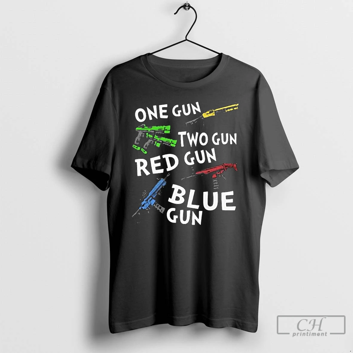 Classic One Gun Two Gun Red Gun Blue Gun Long Sleve T Shirts Hoodie
