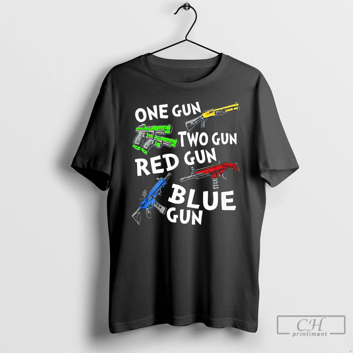 Classic One Gun Two Gun Red Gun Blue Gun T Shirts Hoodie