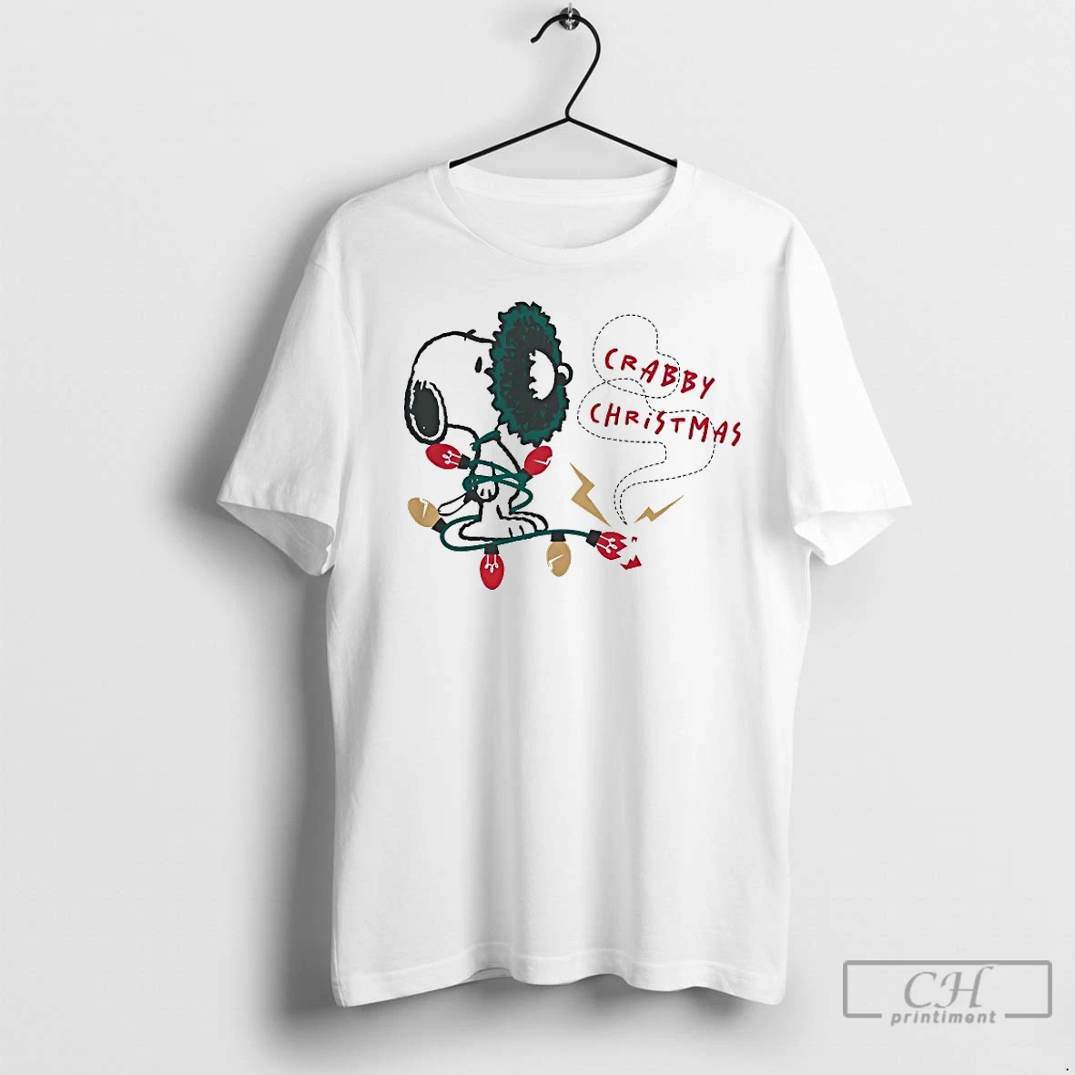 Classic Peanuts Snoopy Crabby Christmas T Shirt