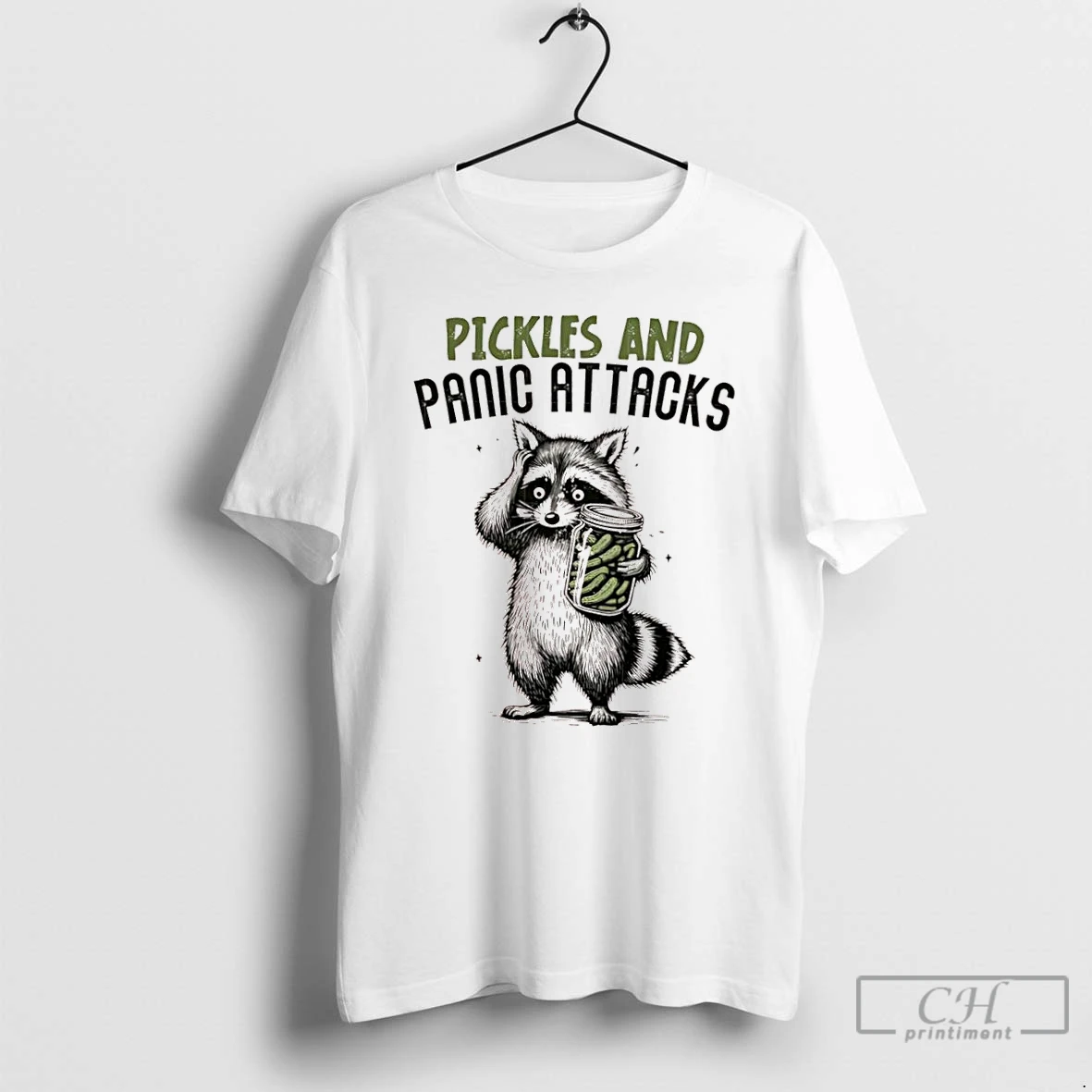 Classic Pickles And Panic Attacks Mental Health Retro Raccoon T Shirts Hoodie