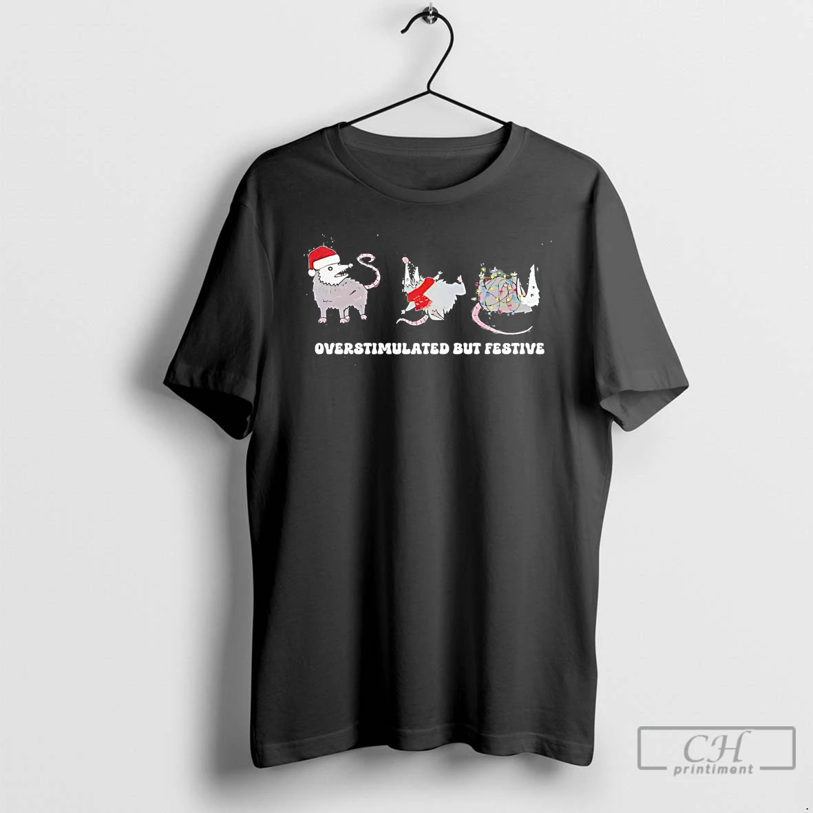 Classic Possum Overstimulated But Festive Christmas T Shirts Hoodie