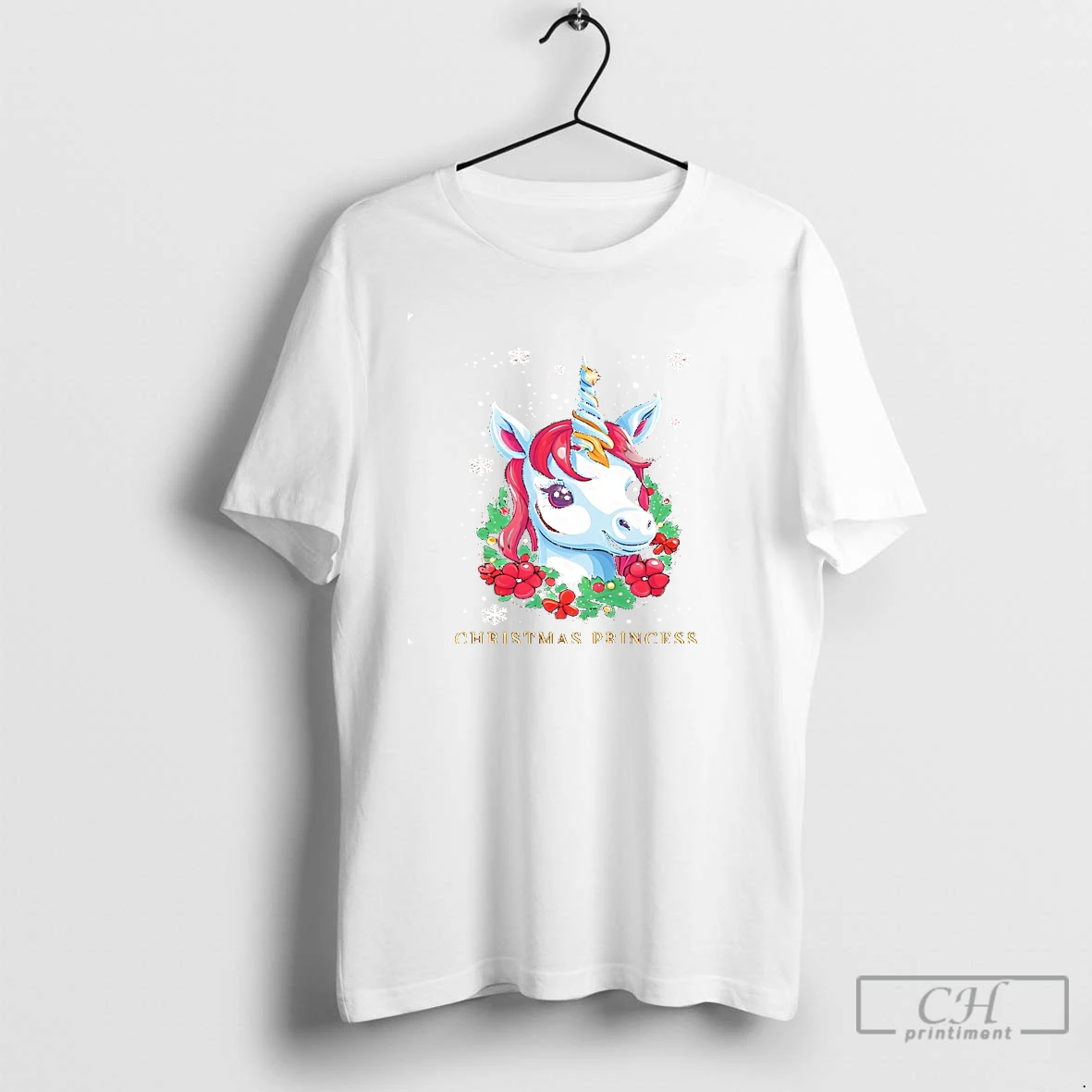 Classic Princess Unicorn Holiday Wreath Christmas T Shirts Hoodie