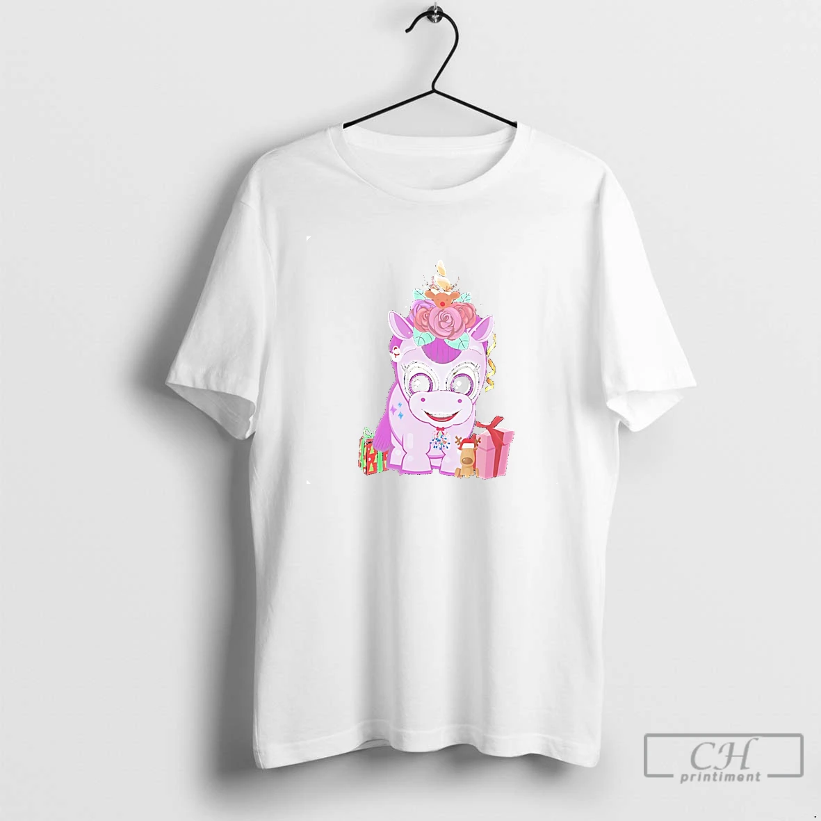 Classic Purple Unicorn Christmas Gifts Reindeer Bow Holiday T Shirts Hoodie