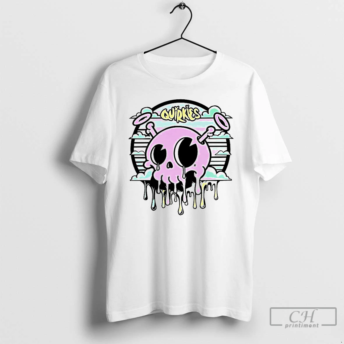 Classic Quirkies Skull Two Crossbones Melting Vintage T Shirts Hoodie