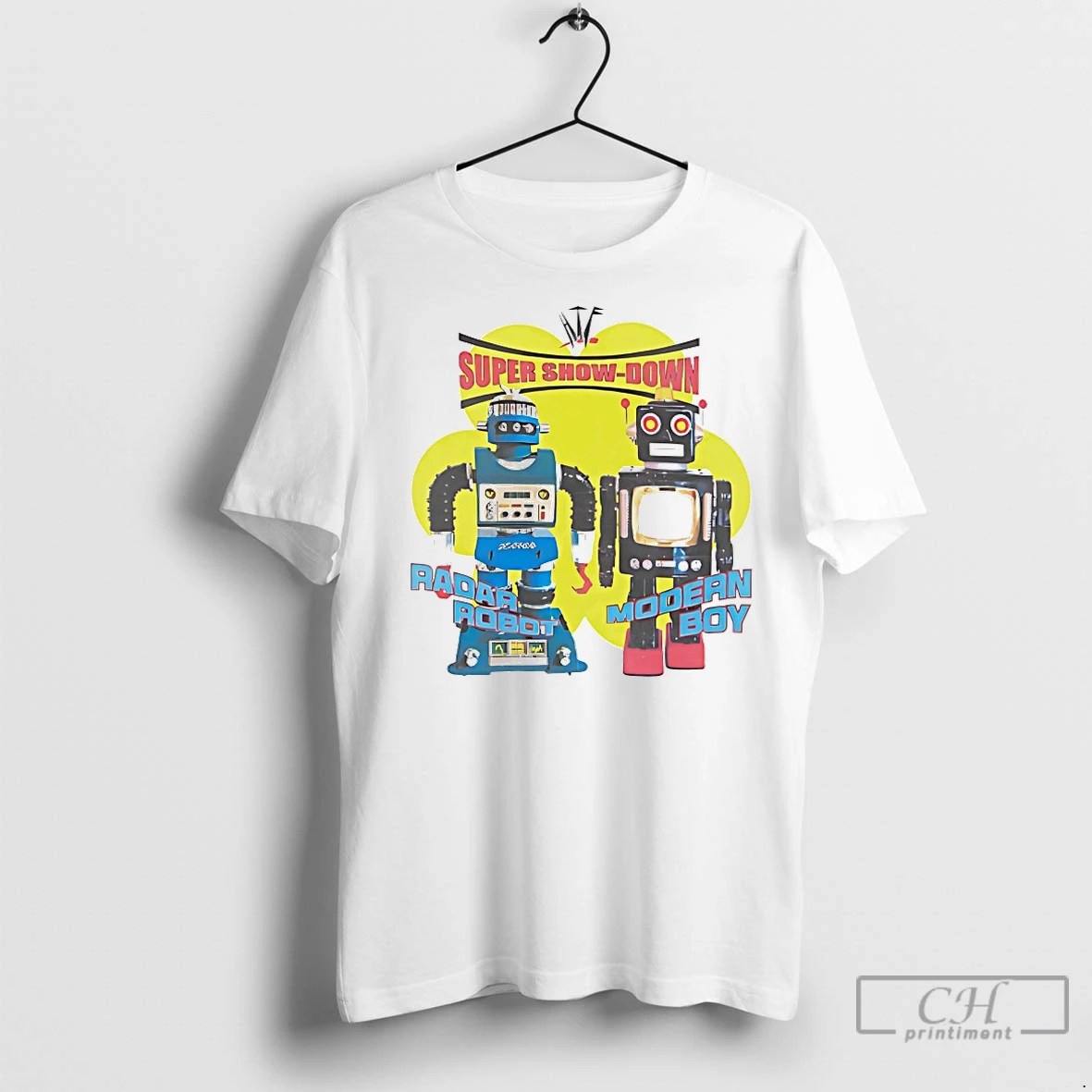 Classic Radar Robot Vs Modern Boy Super Show Down Toy Robots T Shirt