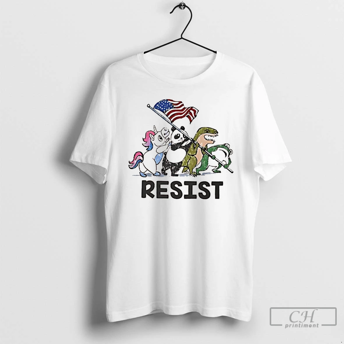 Classic Resist American Flag Unicorn Panda Alligator Frog T Shirts Hoodie