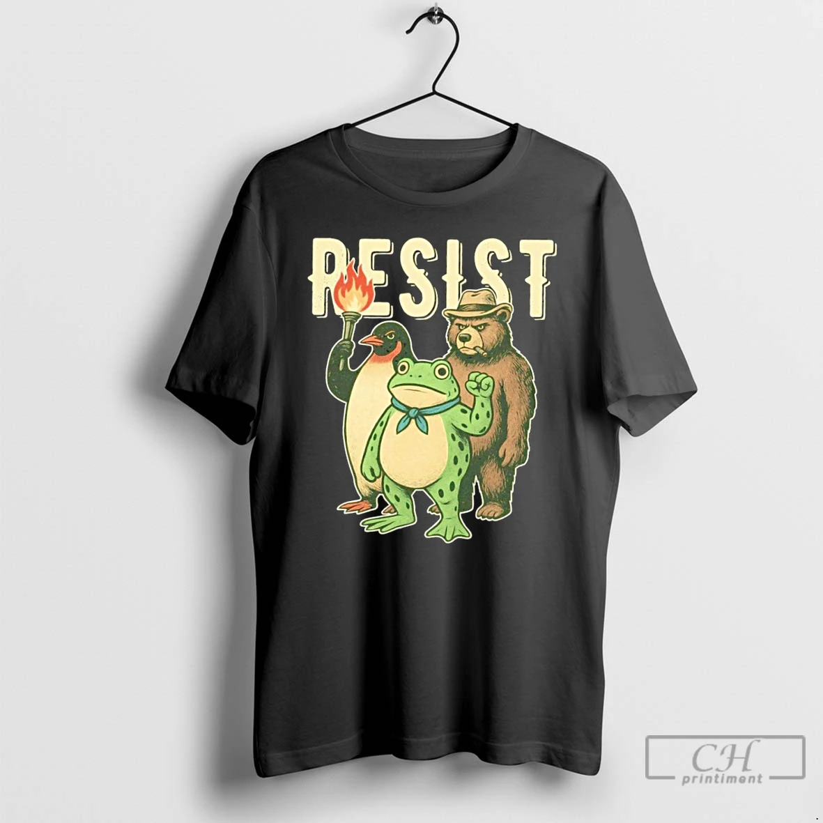 Classic Resist Penguin And Frog And Bear T Shirts Hoodie