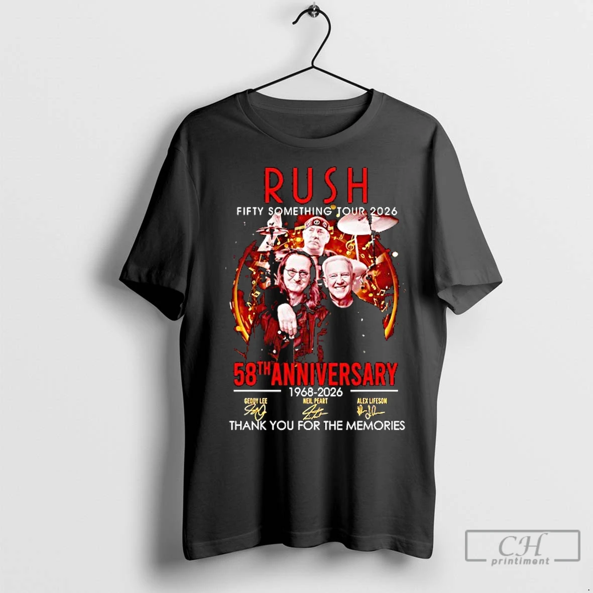 Classic Rush Fifty Something Tour 2026 58th Anniversary Thank You For The Memories Signatures T Shirt