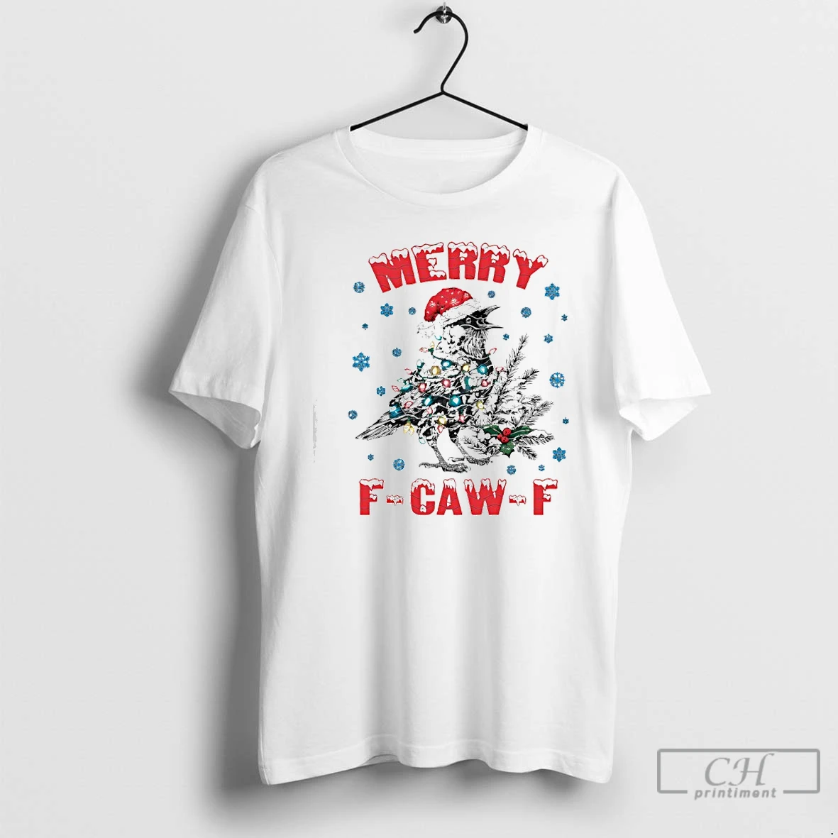 Classic Santa Crow Merry F Caw F T Shirts Hoodie